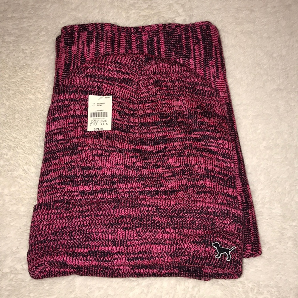 Pink matching winter hat and scarf